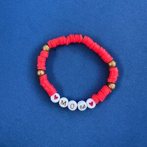 Charming Red and Gold 'MOM' Bracelet